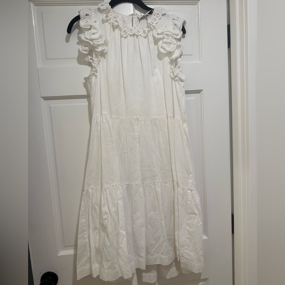Sea White Ruffled Dress